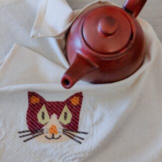 Red Cat Face Kitchen Towel